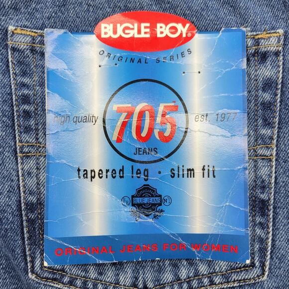 Bugle Boy Jeans Women's 12 Blue Denim Vintage 90s Rigid 100% Cotton High Rise - Picture 10 of 13